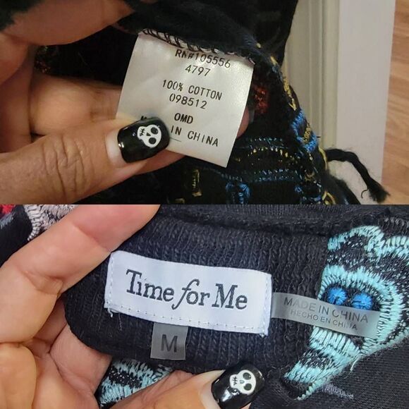 Time For Me Wrap Cardigan Knit Multi-Color Embroidered W/ Hoodie M - Picture 12 of 12